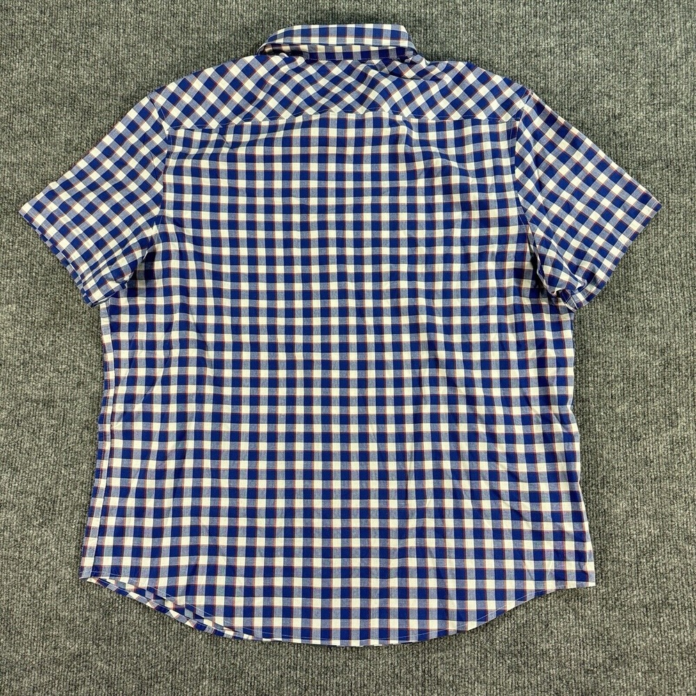 Penguin Shirt Mens XL‎ Blue Heritage Slim Fit Check Short Sleeve Button - Picture 5 of 8